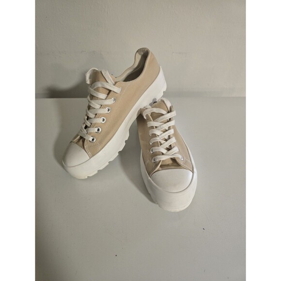 Sincerly Jules Shoes - Sincerely Jules Vasco Tan Canvas Platform Sneakers Sz 9M